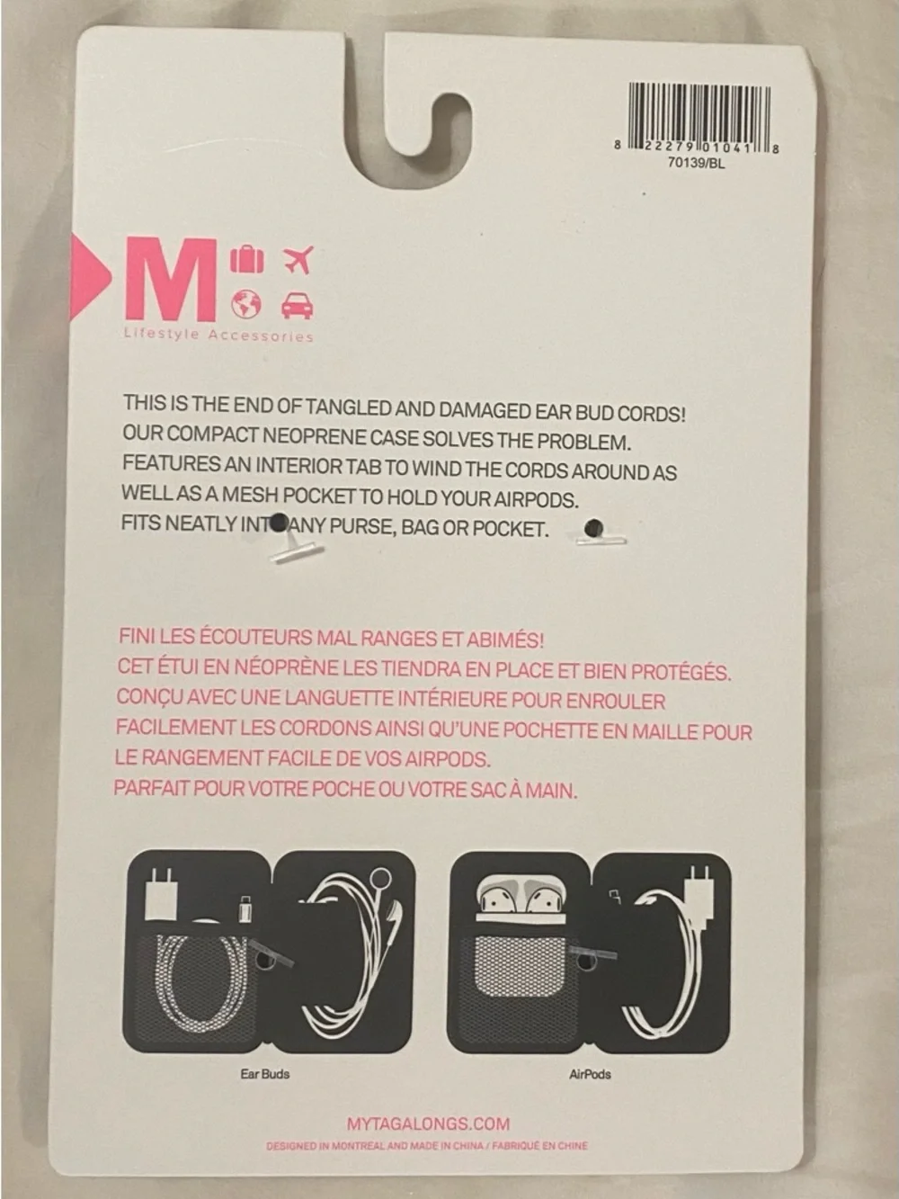 Mytagalongs Floral Zip Earbud & AirPod Case - Black Background with Flowers